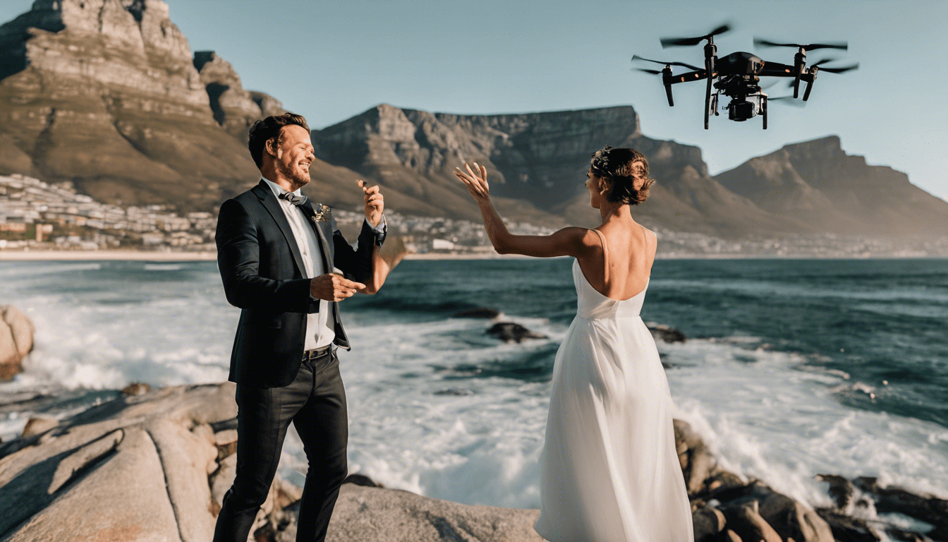 Drone Duo: Elevate Your Wedding Story With Aerial Photography and Ground-Level Magic - a Second Photographer Team Capturing Every Angle of Your Cape Town Celebration